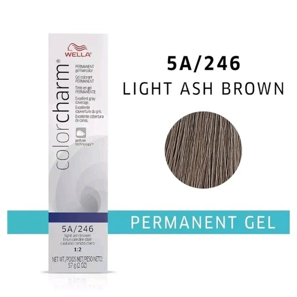 SALON HAIR WELLA COLOR CHARM PERMANENT DYE GEL 5A/246 LIGHT ASH‎ BROWN